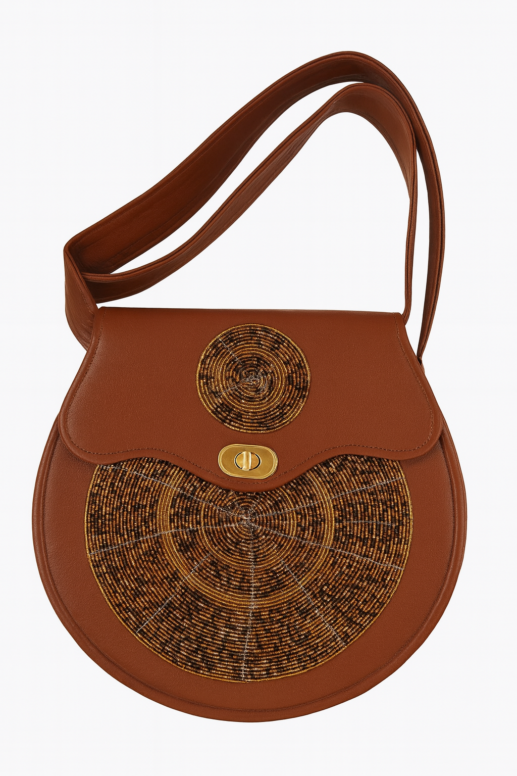 Round handcrafted-beaded bag