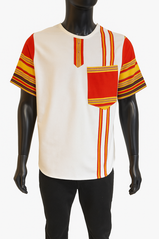 Men’s White shirt with African accents